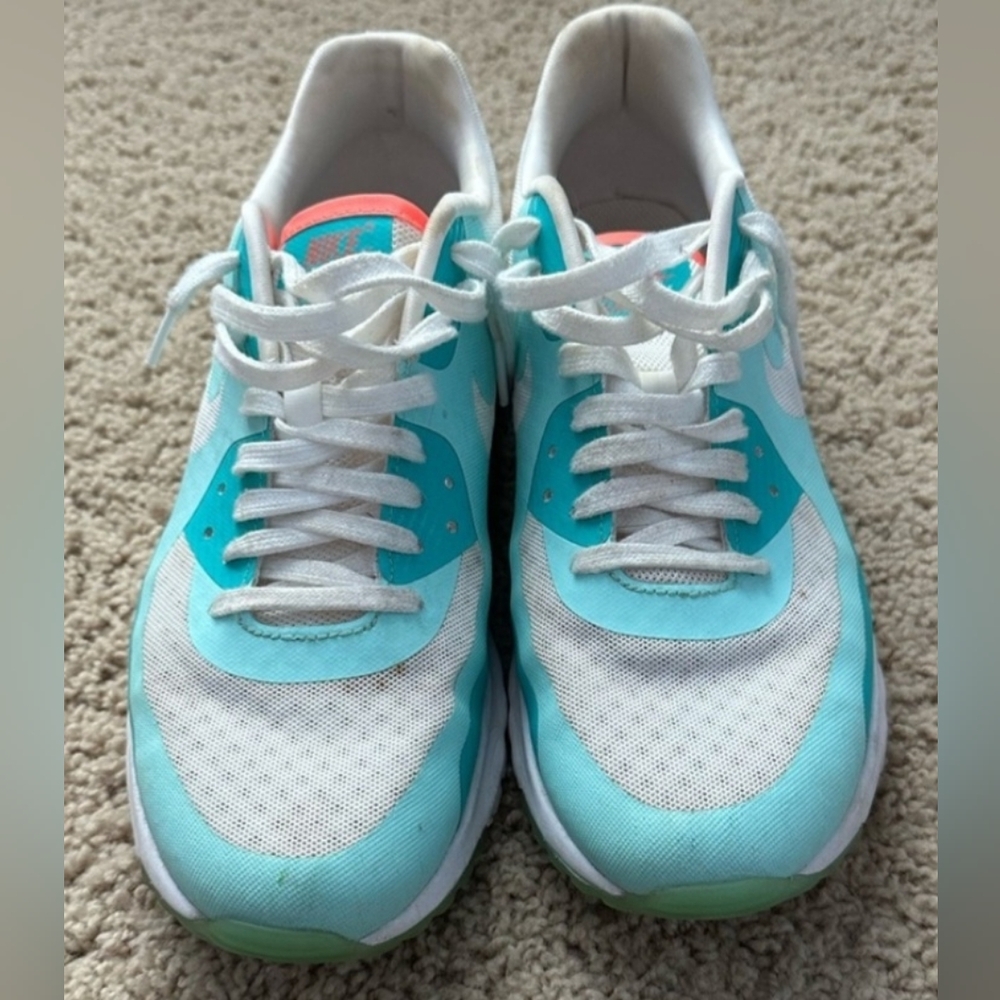 Nike White and Teal Sneakers